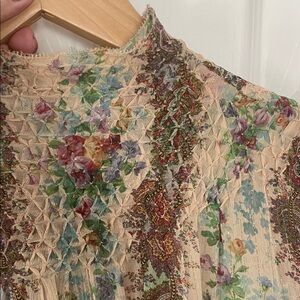 INTERMIX Paisley Floral Sheer Blouse - Cream and Brown-